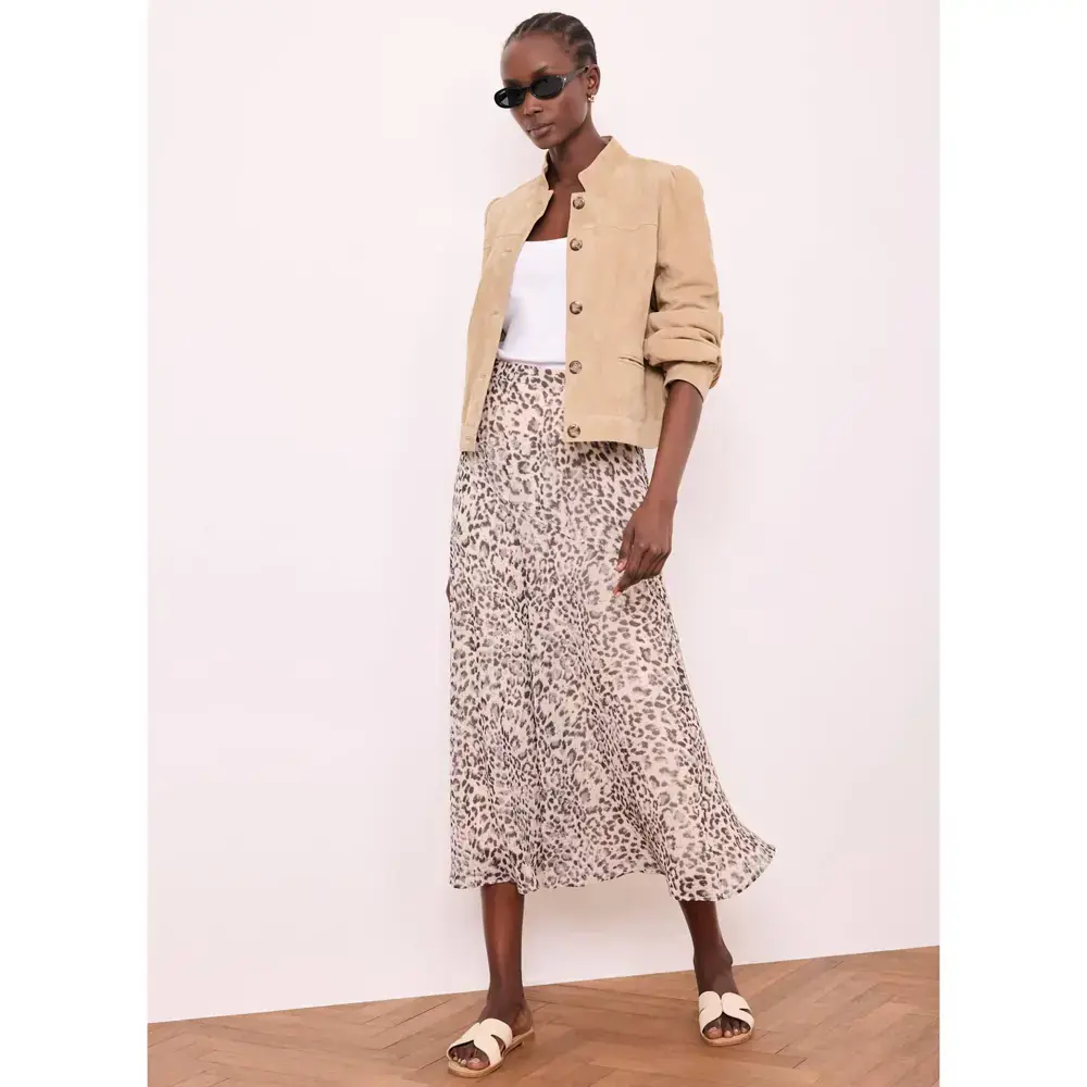 Mint Velvet Neutral Animal Print Midi Skirt